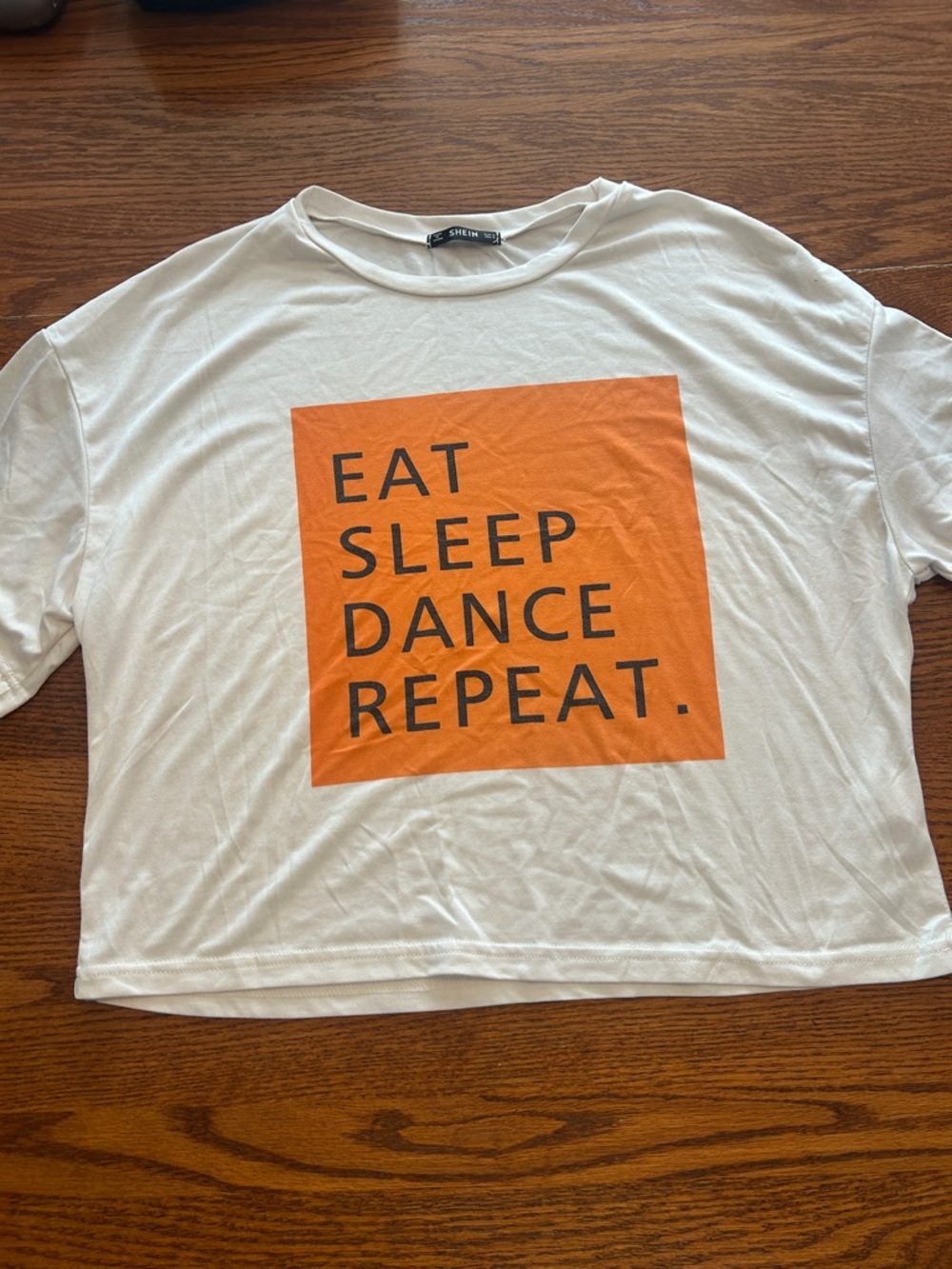 SHEIN White Tee with Black Logo Tag